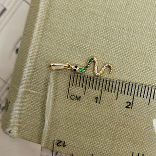 Micro Gold Snake Charm with CZ