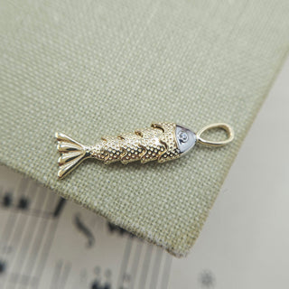 Small 9ct Gold Articulated Fish Charm Pendant
