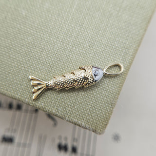 Small 9ct Gold Articulated Fish Charm Pendant