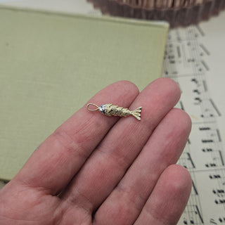Small 9ct Gold Articulated Fish Charm Pendant
