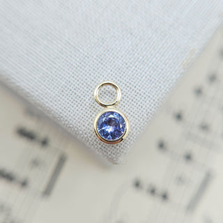 Micro 9ct Gold 5mm Tazanite Bezel Charm