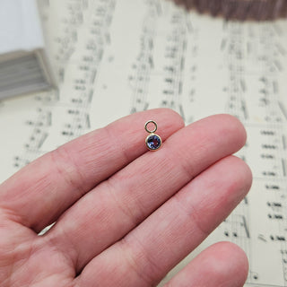 Micro 9ct Gold 5mm Tazanite Bezel Charm