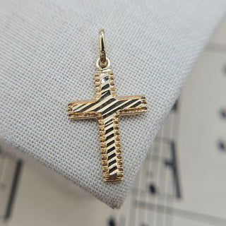 Small Gold Diamond Cut Cross Pendant