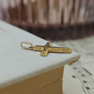 Small Gold Diamond Cut Cross Pendant
