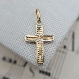 Small Gold Diamond Cut Cross Pendant