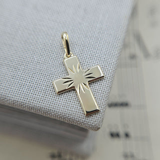 Dainty Gold Flat Starburst Cross