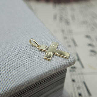 Dainty Gold Flat Starburst Cross