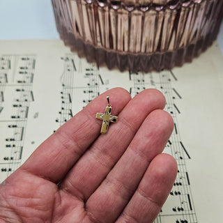 Dainty Gold Flat Starburst Cross