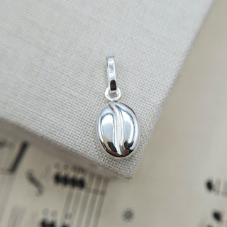 Small Silver Coffee Bean Charm Pendant