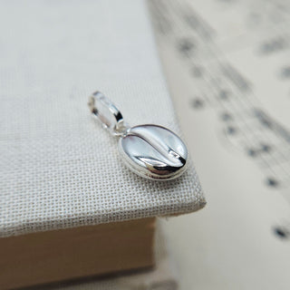 Small Silver Coffee Bean Charm Pendant