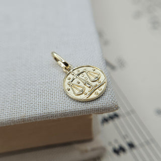 Micro Gold Libra Zodiac Pendant