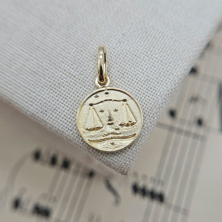 Micro Gold Libra Zodiac Pendant