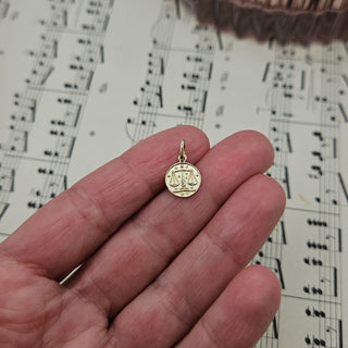 Micro Gold Libra Zodiac Pendant