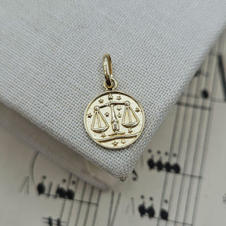 Micro Gold Libra Zodiac Pendant
