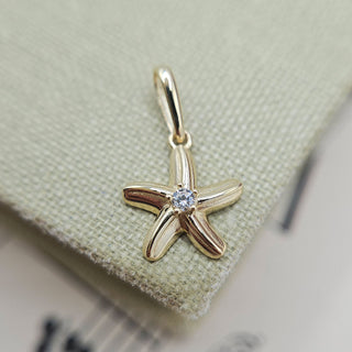 Dainty 9ct Gold Starfish Charm with CZ