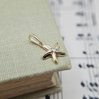 Dainty 9ct Gold Starfish Charm with CZ