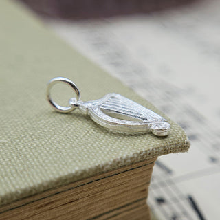 Small Silver Irish Harp Charm Pendant 