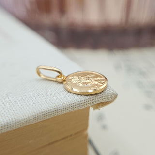 Micro Gold Round St Christopher Charm | 1cm