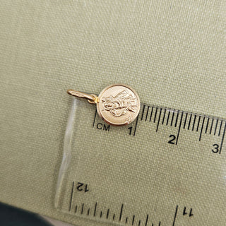Micro Gold Round St Christopher Charm | 1cm