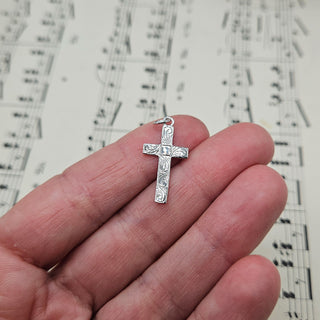 Small Silver Engraved Cross