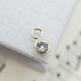 Micro Gold & White Topaz Bezel Charm