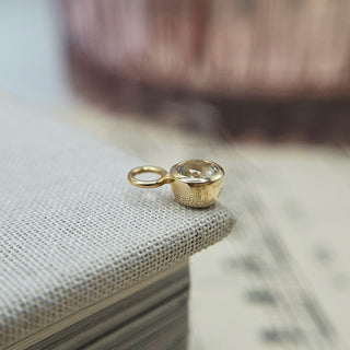 Micro Gold & White Topaz Bezel Charm