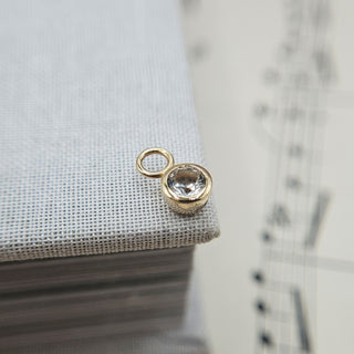Micro Gold & White Topaz Bezel Charm