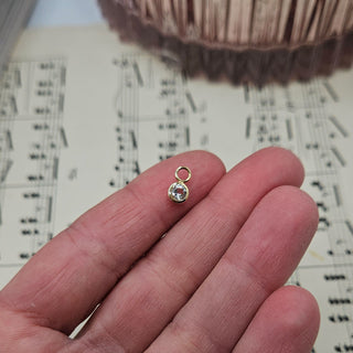 Micro Gold & White Topaz Bezel Charm