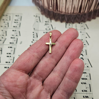 Petite Gem-Set Gold Cross with Satin Finish