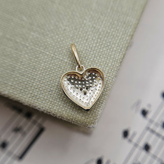 Small Gold Puffy Heart Charm with CZ