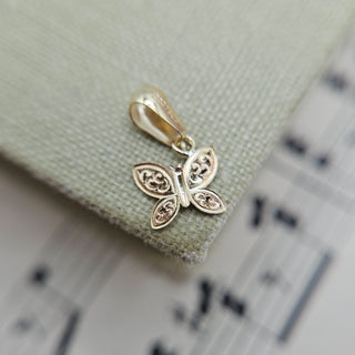 Tiny Gold Filigree Butterfly Charm