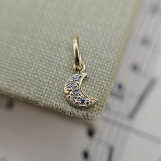 Tiny Gold Moon Charm with CZ