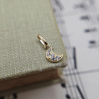 Tiny Gold Moon Charm with CZ