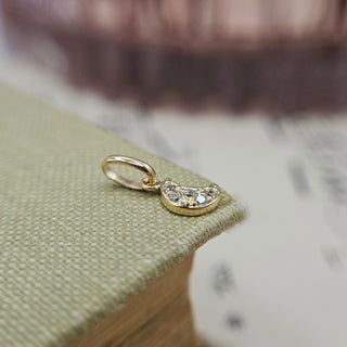 Tiny Gold Moon Charm with CZ