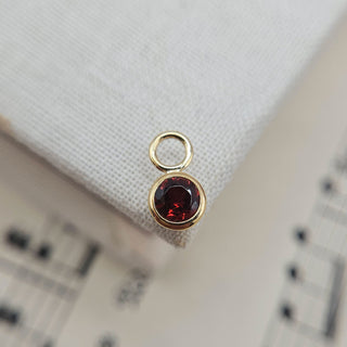 Micro Gold & Garnet Bezel Charm