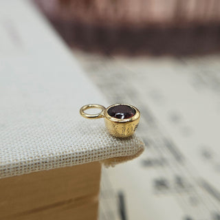 Micro Gold & Garnet Bezel Charm