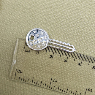 Sterling Silver Key Pendant with CZ