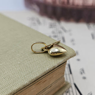 Dainty Gold Puffy Heart & Flat Key Charm 