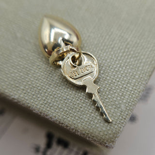 Dainty Gold Puffy Heart & Flat Key Charm 