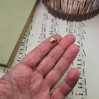 Dainty Gold Puffy Heart & Flat Key Charm 