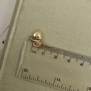 Dainty Gold Puffy Heart & Flat Key Charm 