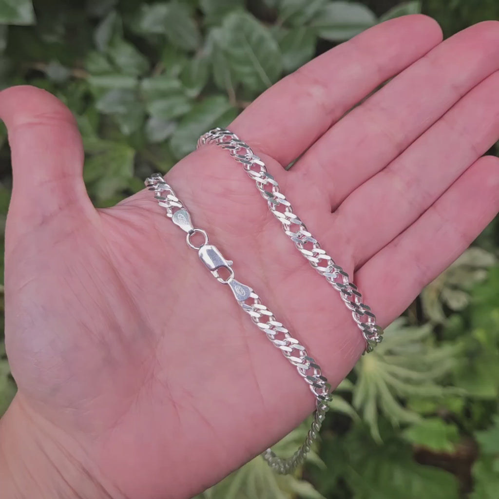 video of sterling silver double curb chain