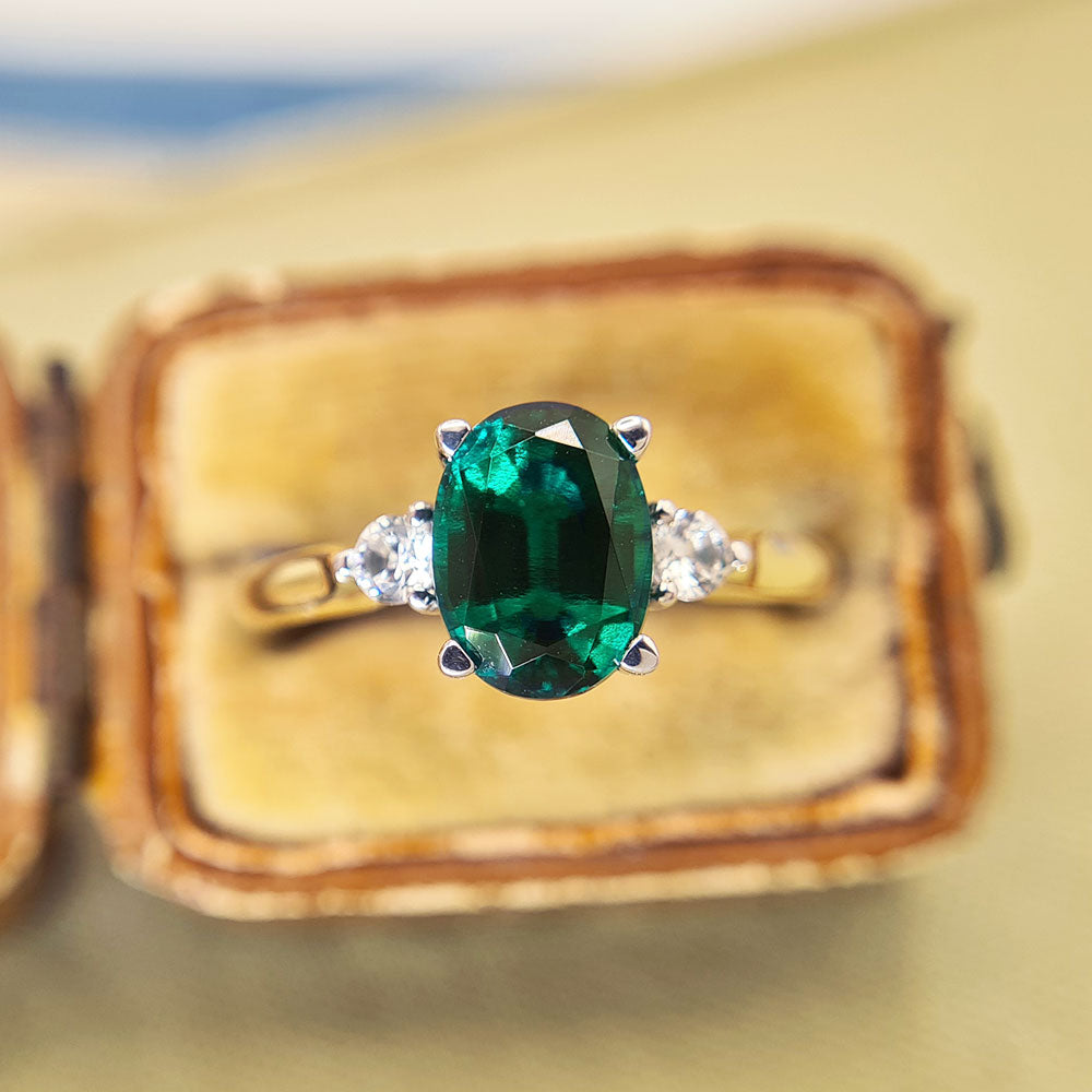 emerald and sapphire trilogy ring