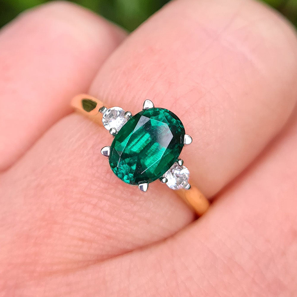 emerald and sapphire trilogy ring