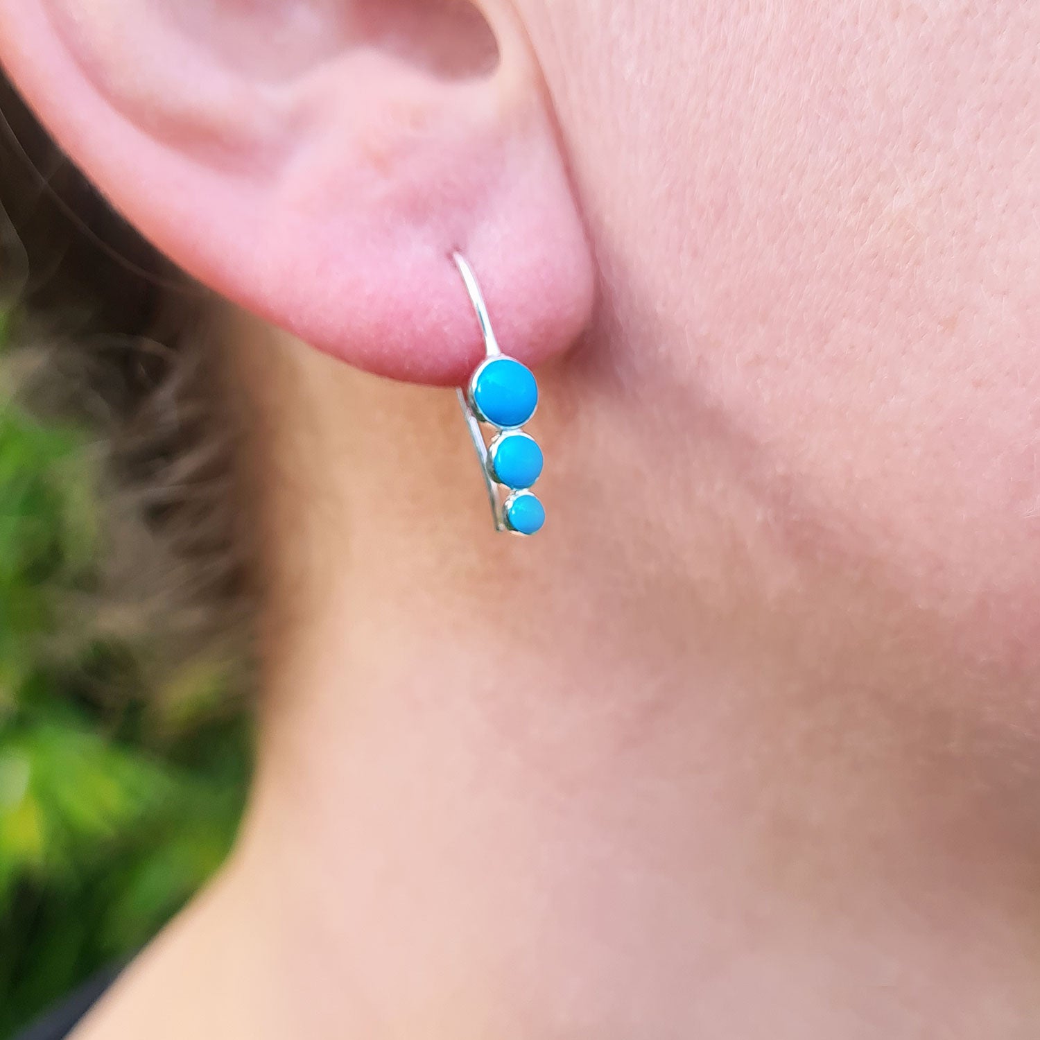 dainty sterling silver and turquoise earrings