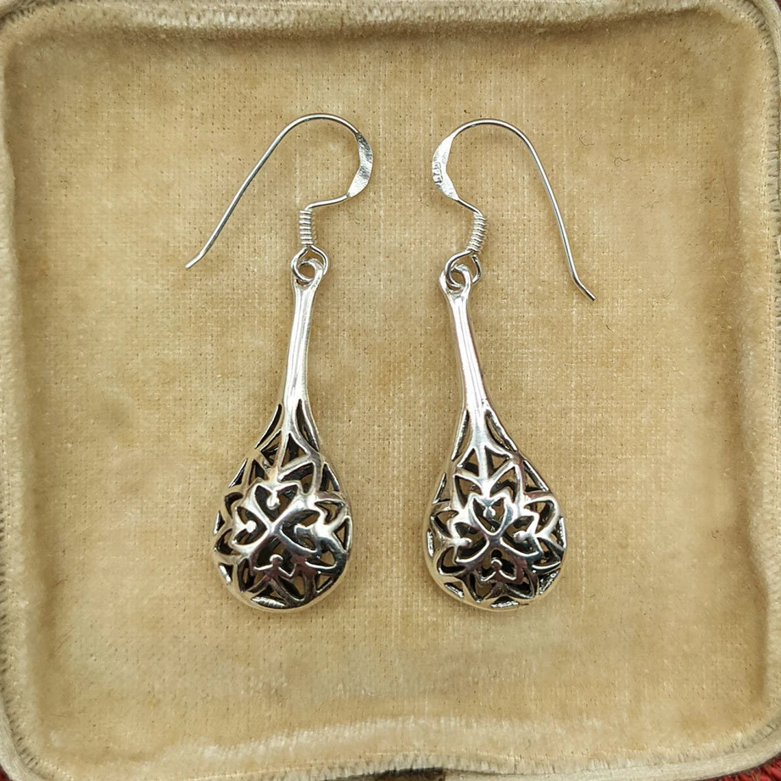 sterling silver openwork drop earrings