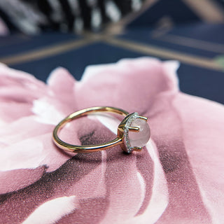 yellow gold rose quartz ring