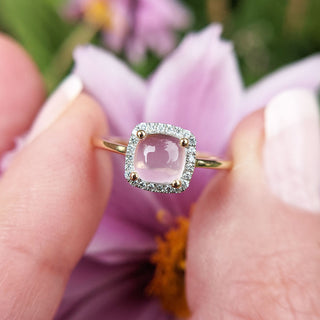 rose quartz and diamond ring