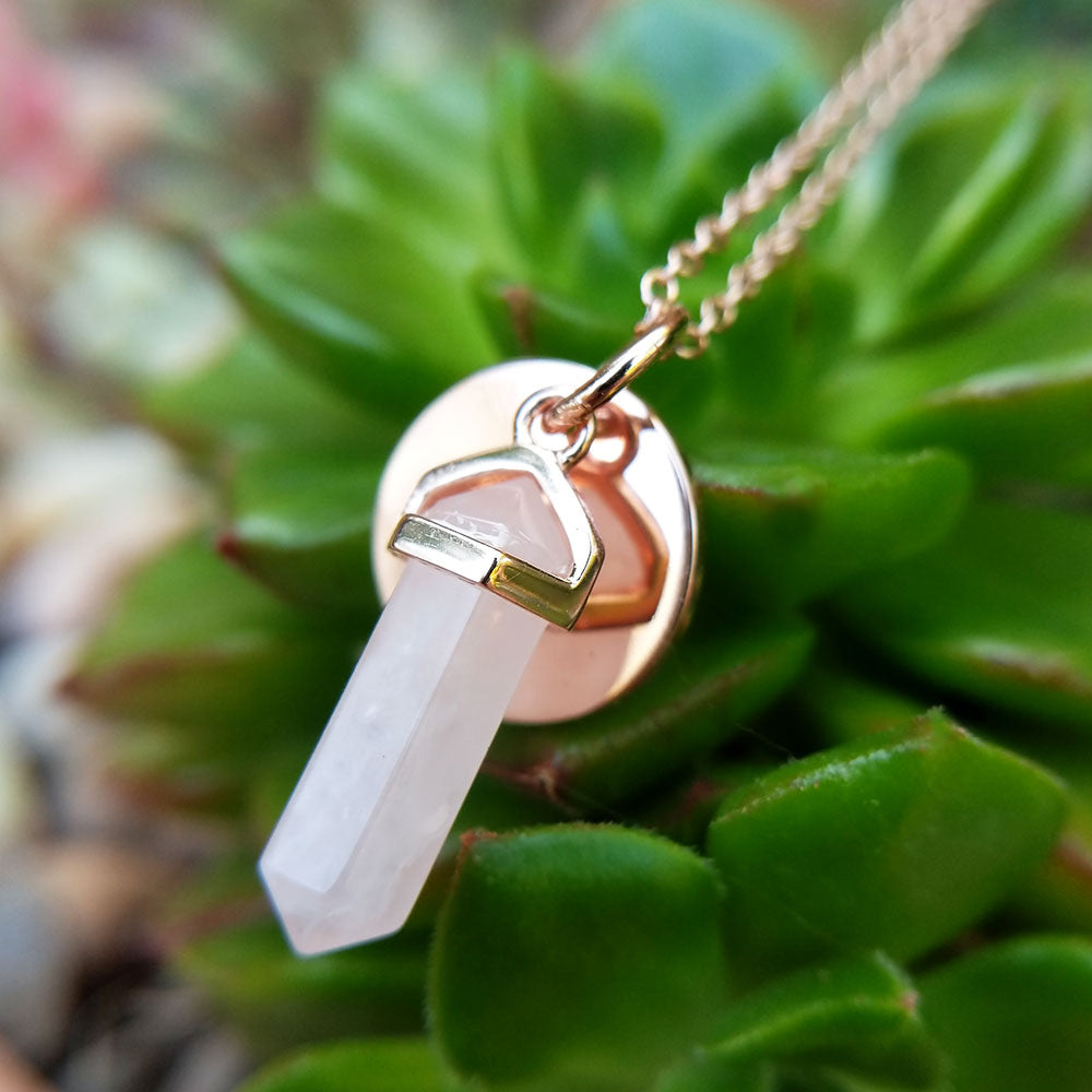 ROSE QUARTZ Crystal Pendant - Wire Wrapped Crystal Necklace, Crystal P –  Throwin Stones
