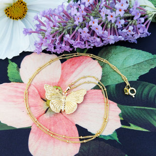 gold plated butterfly pendant necklace